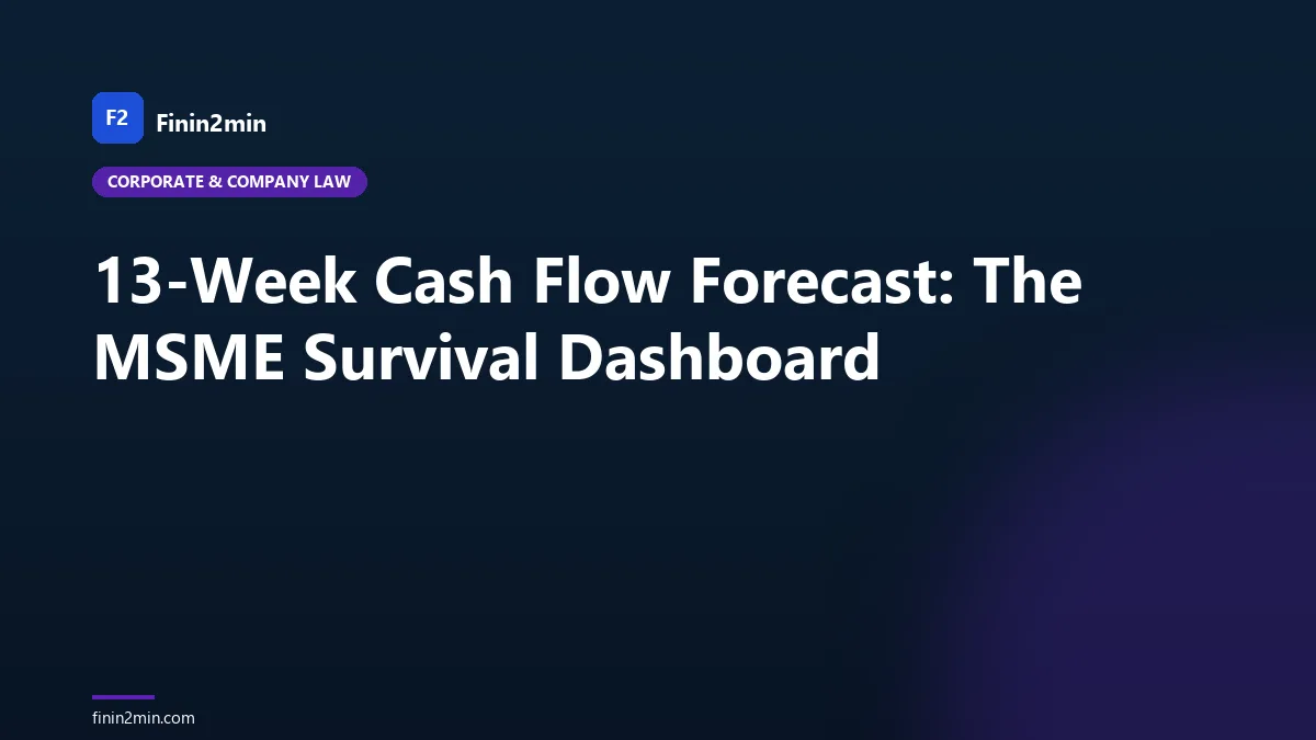 13-Week Cash Flow Forecast: The MSME Survival Dashboard