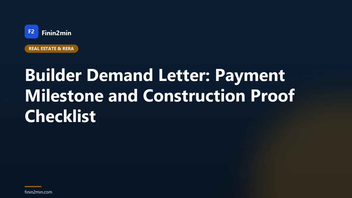 Builder Demand Letter: Payment Milestone and Construction Proof Checklist