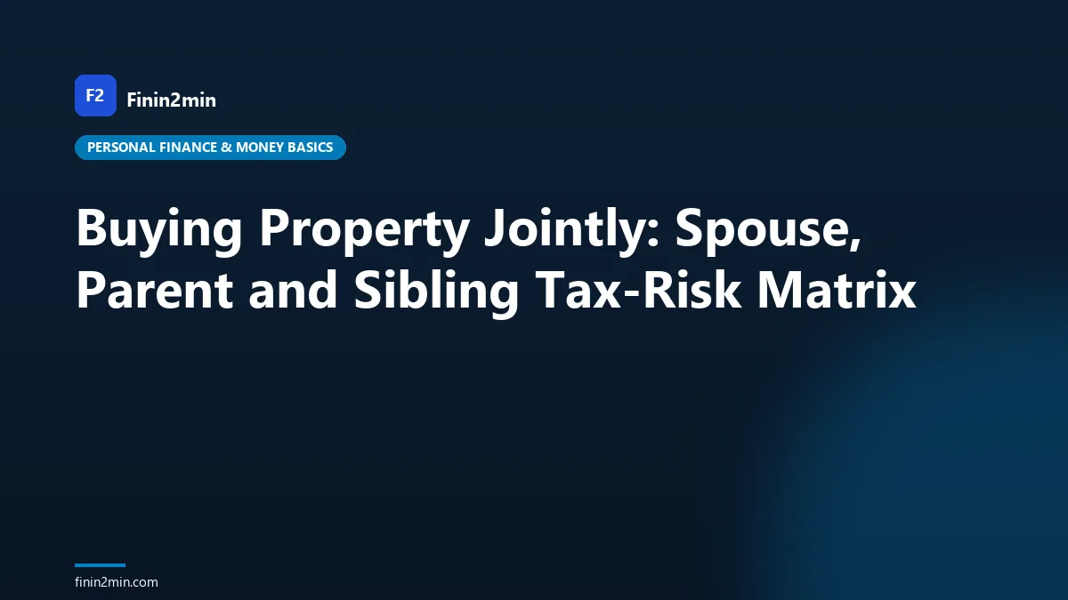 Buying Property Jointly: Spouse, Parent and Sibling Tax-Risk Matrix