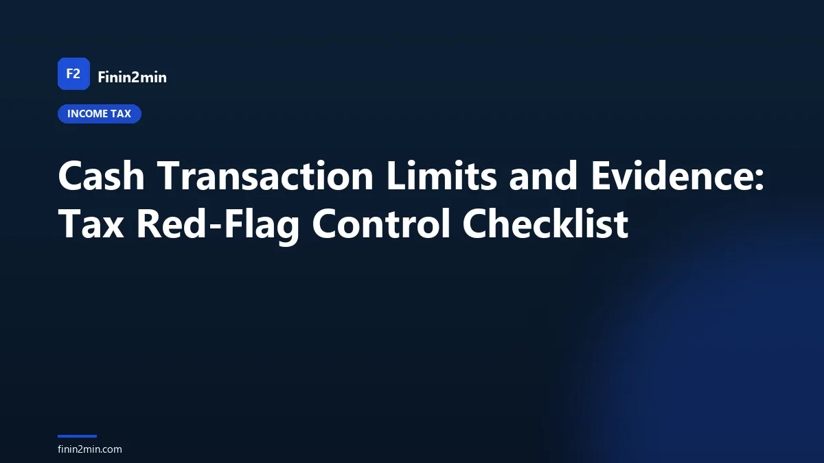 Cash Transaction Limits and Evidence: Tax Red-Flag Control Checklist