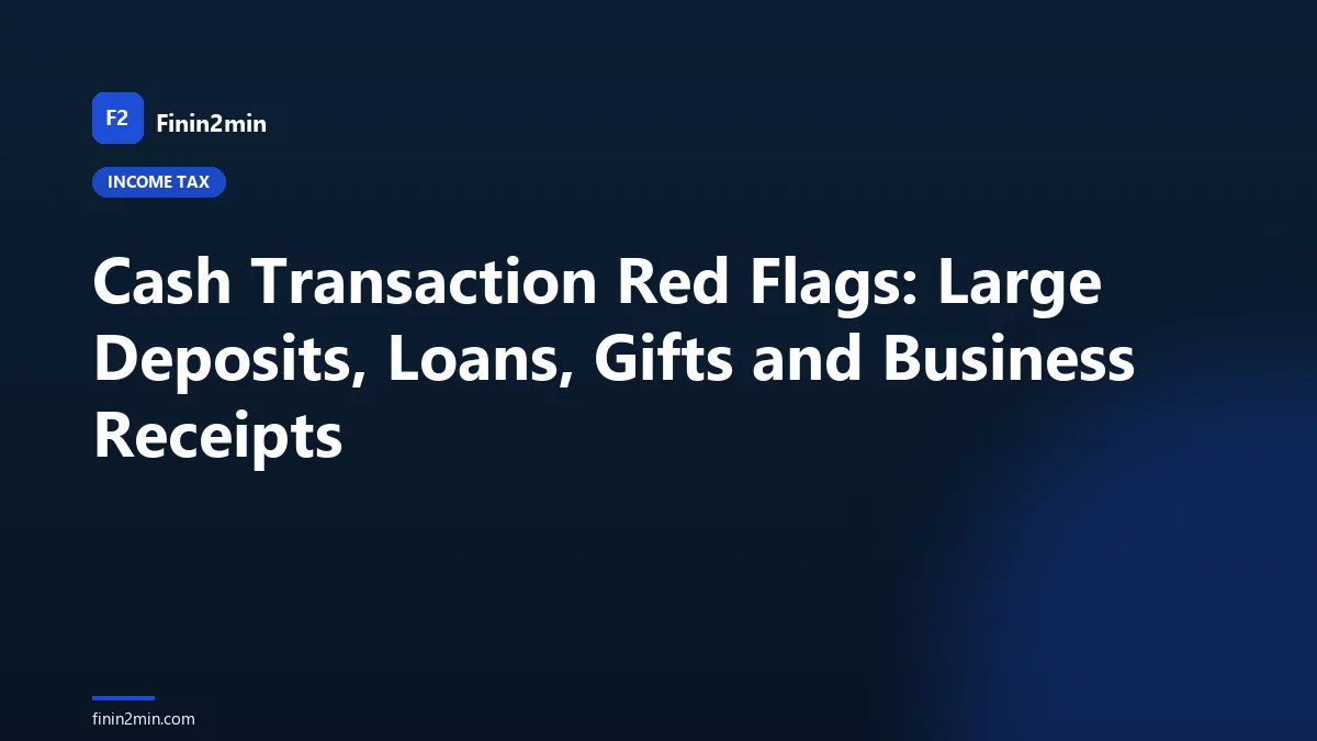 Cash Transaction Red Flags: Large Deposits, Loans, Gifts and Business Receipts