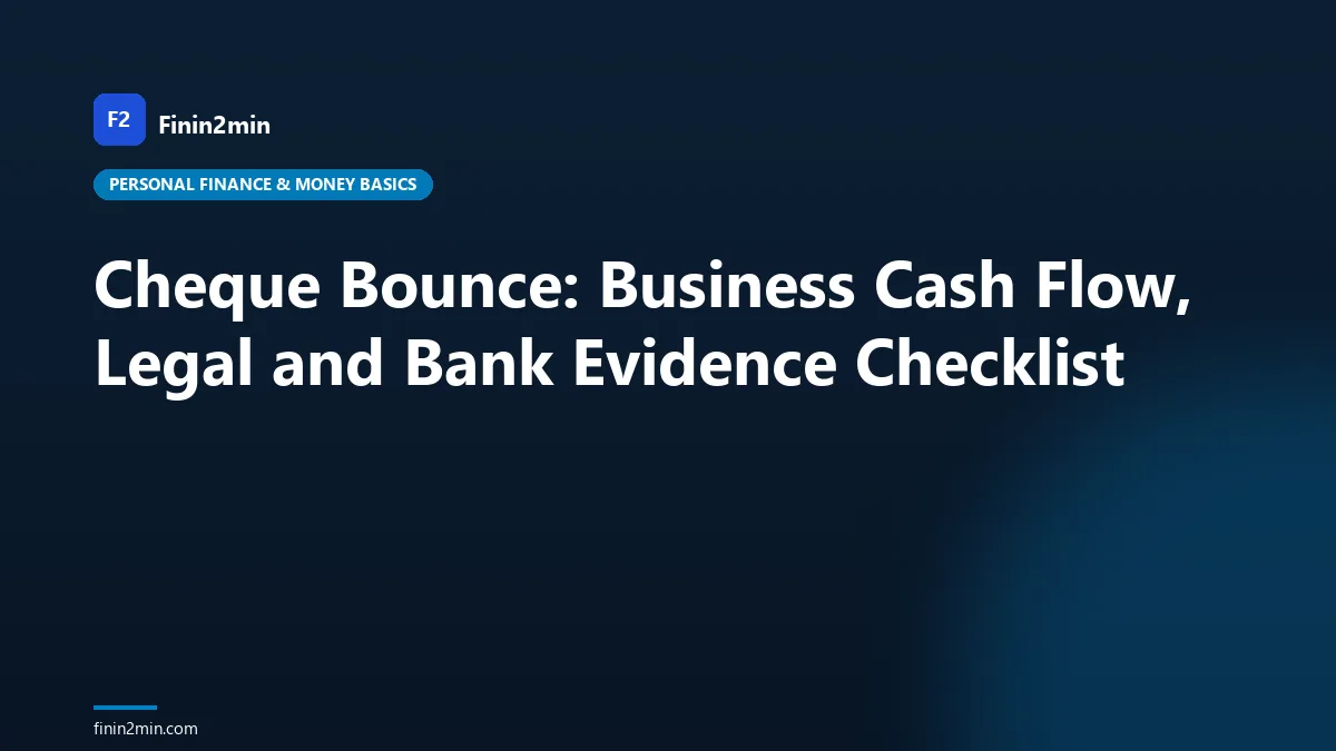 Cheque Bounce: Business Cash Flow, Legal and Bank Evidence Checklist