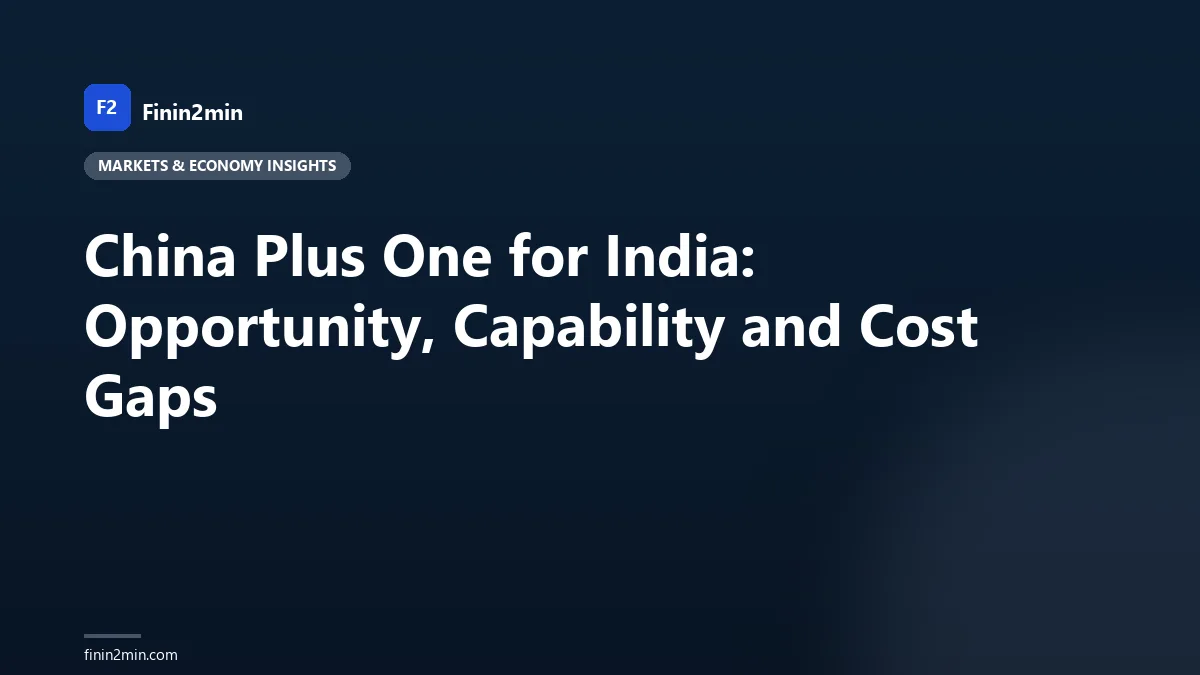 China Plus One for India: Opportunity, Capability and Cost Gaps