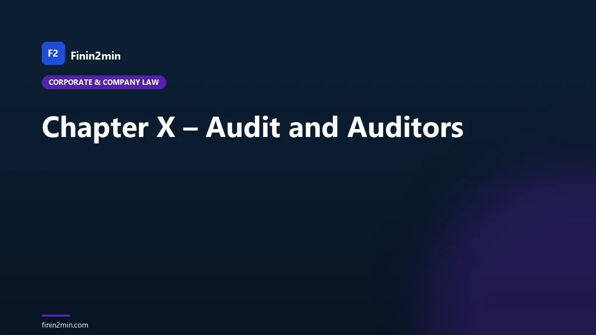Chapter X – Audit and Auditors