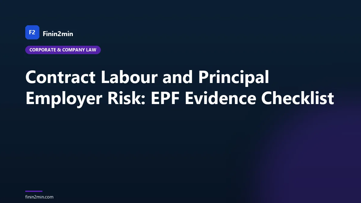 Contract Labour and Principal Employer Risk: EPF Evidence Checklist