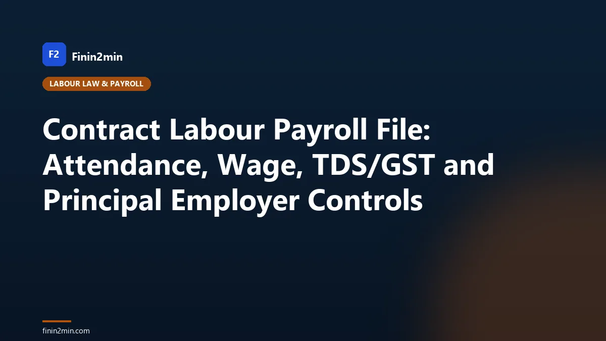 Contract Labour Payroll File: Attendance, Wage, TDS/GST and Principal Employer Controls