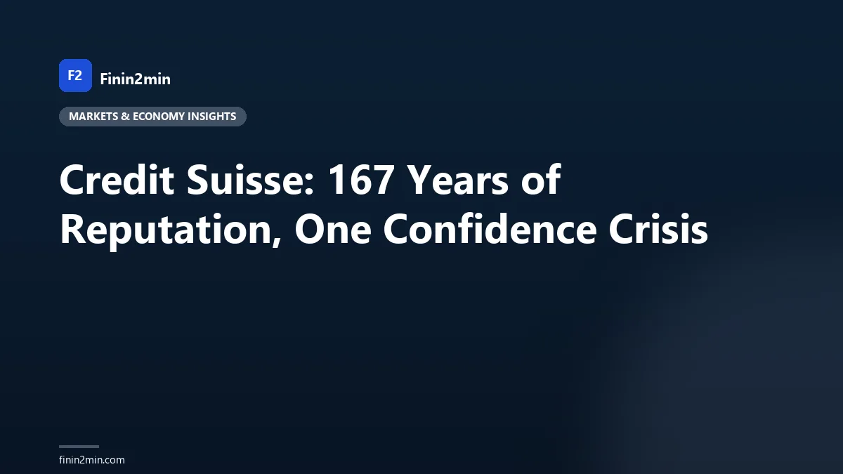 Credit Suisse: 167 Years of Reputation, One Confidence Crisis