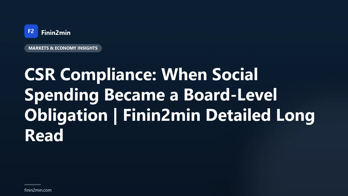 CSR Compliance: When Social Spending Became a Board-Level Obligation | Finin2min Detailed Long Read