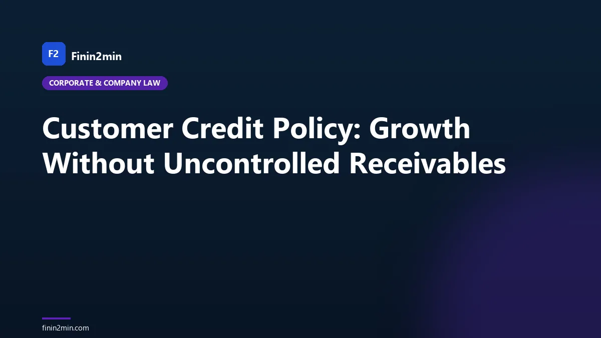 Customer Credit Policy: Growth Without Uncontrolled Receivables