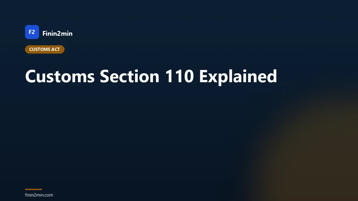 Customs Section 110 Explained
