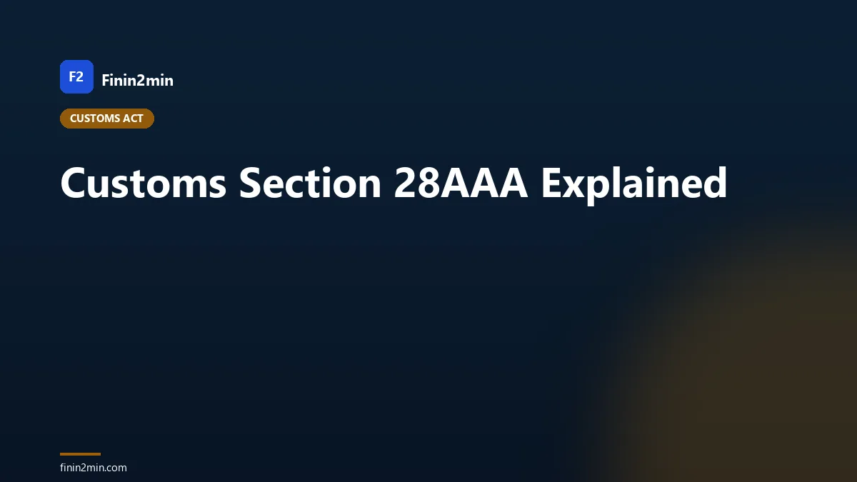 Customs Section 28AAA Explained
