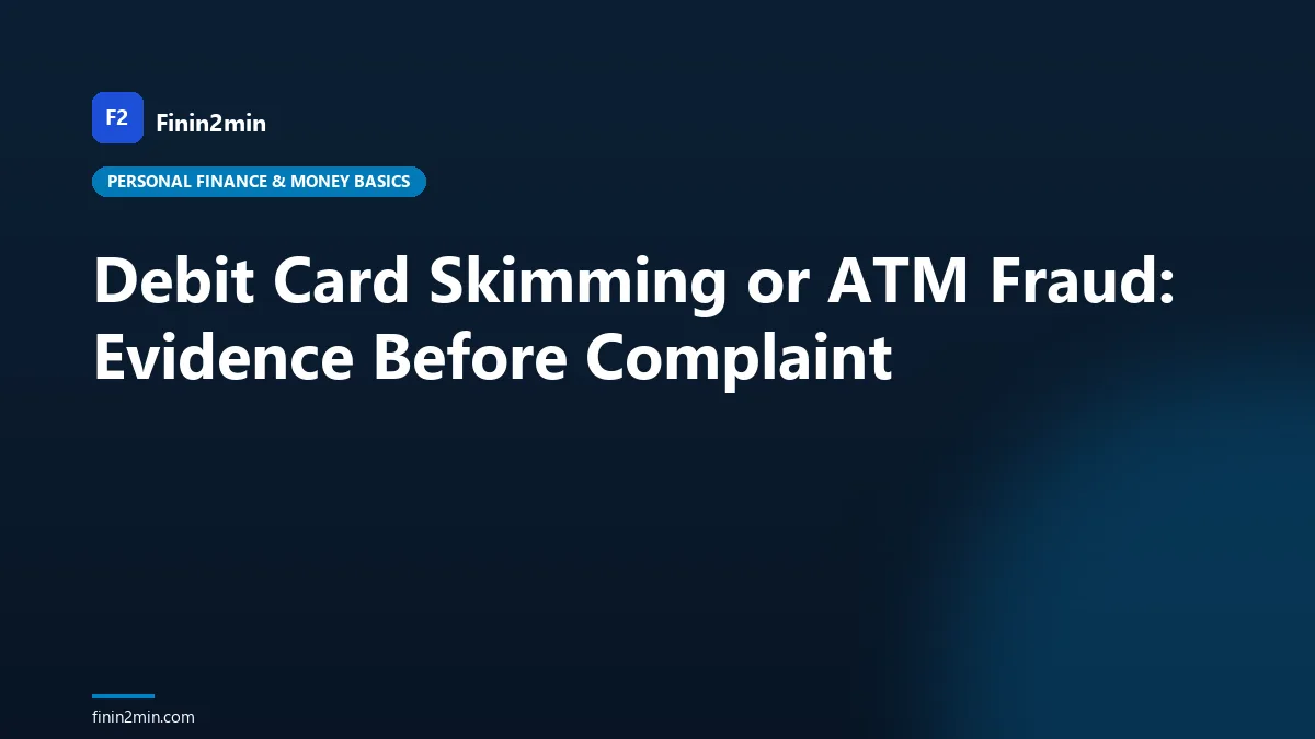 Debit Card Skimming or ATM Fraud: Evidence Before Complaint
