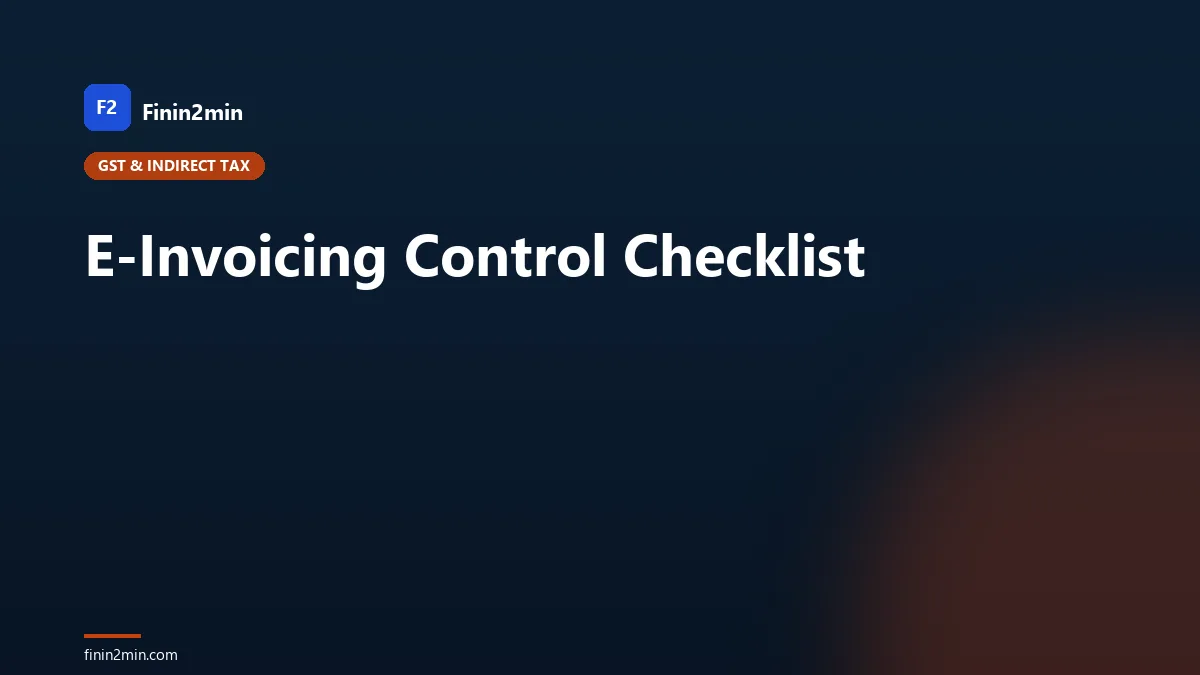 E-Invoicing Control Checklist