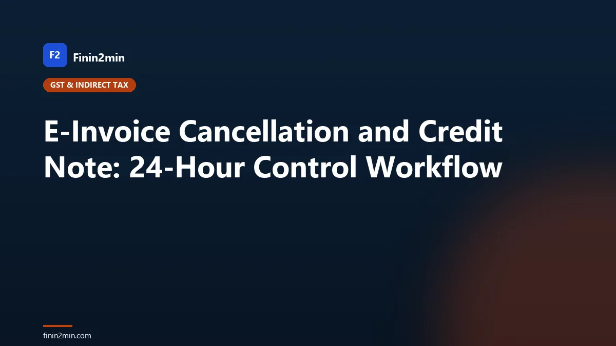 E-Invoice Cancellation and Credit Note: 24-Hour Control Workflow