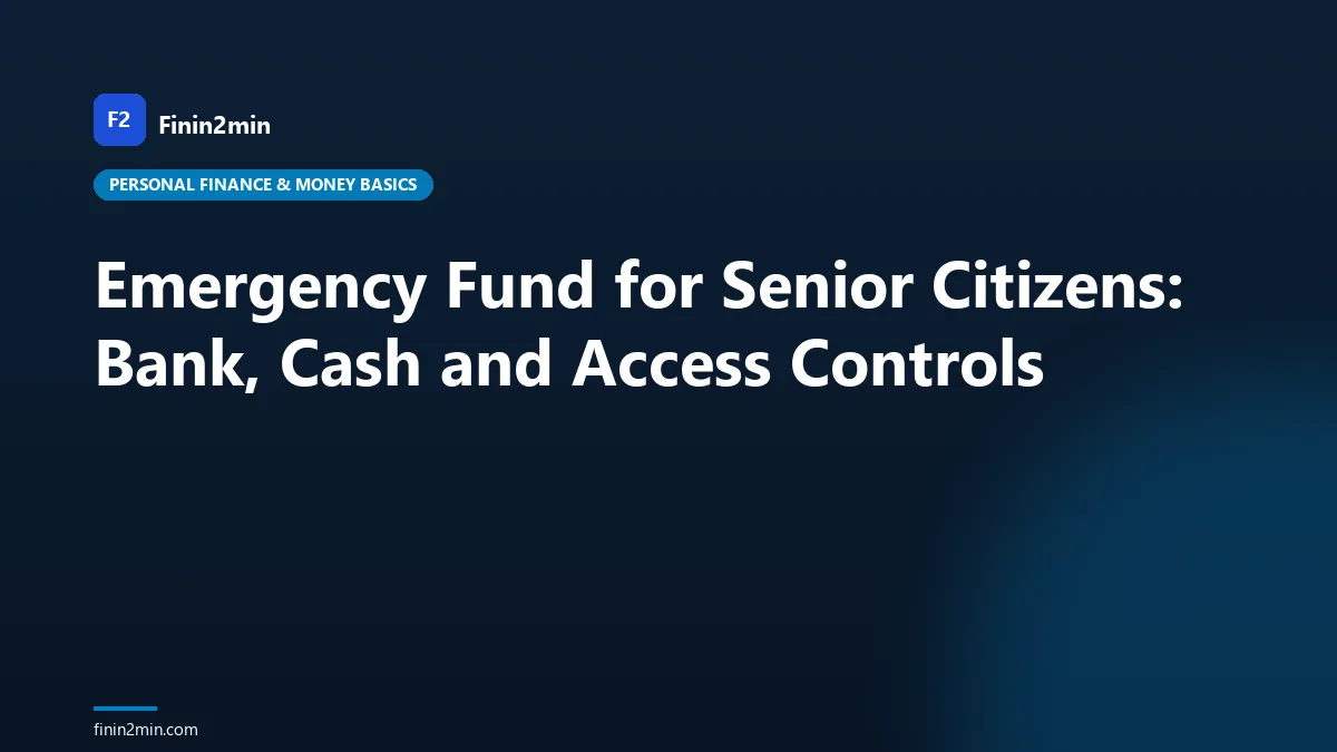 Emergency Fund for Senior Citizens: Bank, Cash and Access Controls