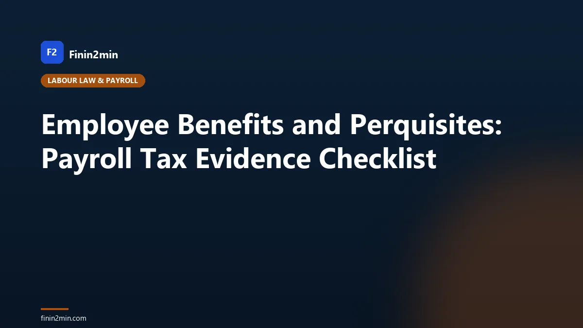 Employee Benefits and Perquisites: Payroll Tax Evidence Checklist