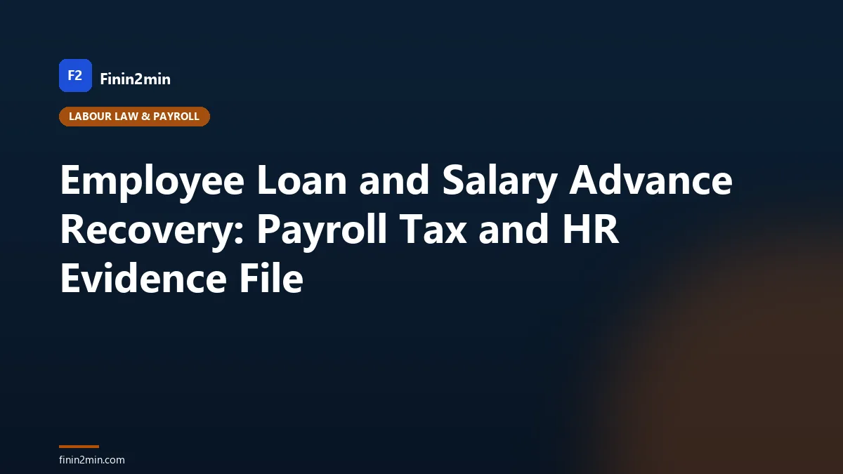 Employee Loan and Salary Advance Recovery: Payroll Tax and HR Evidence File