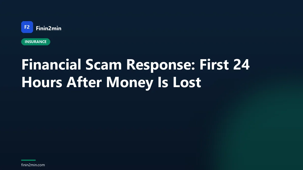 Financial Scam Response: First 24 Hours After Money Is Lost