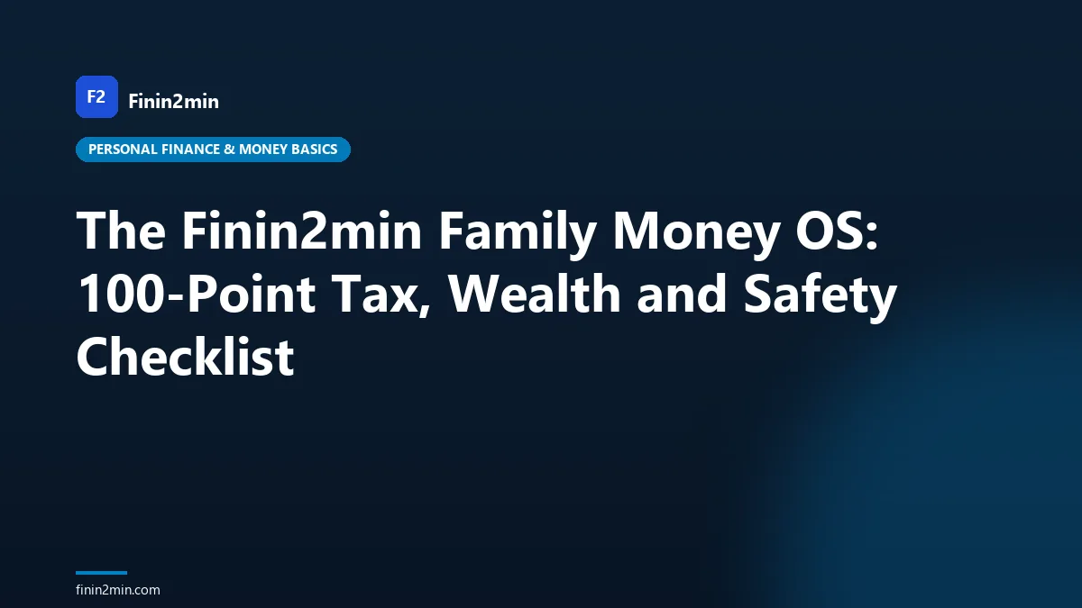 The Finin2min Family Money OS: 100-Point Tax, Wealth and Safety Checklist