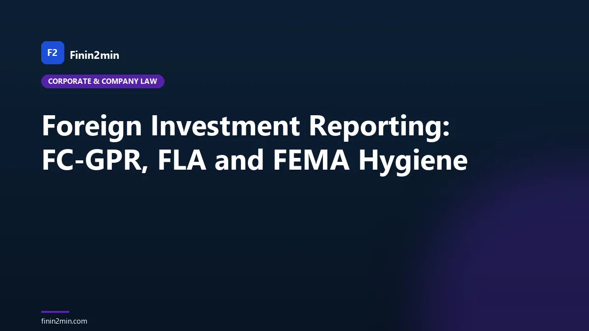 Foreign Investment Reporting: FC-GPR, FLA and FEMA Hygiene
