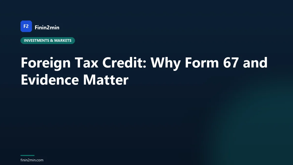 Foreign Tax Credit: Why Form 67 and Evidence Matter