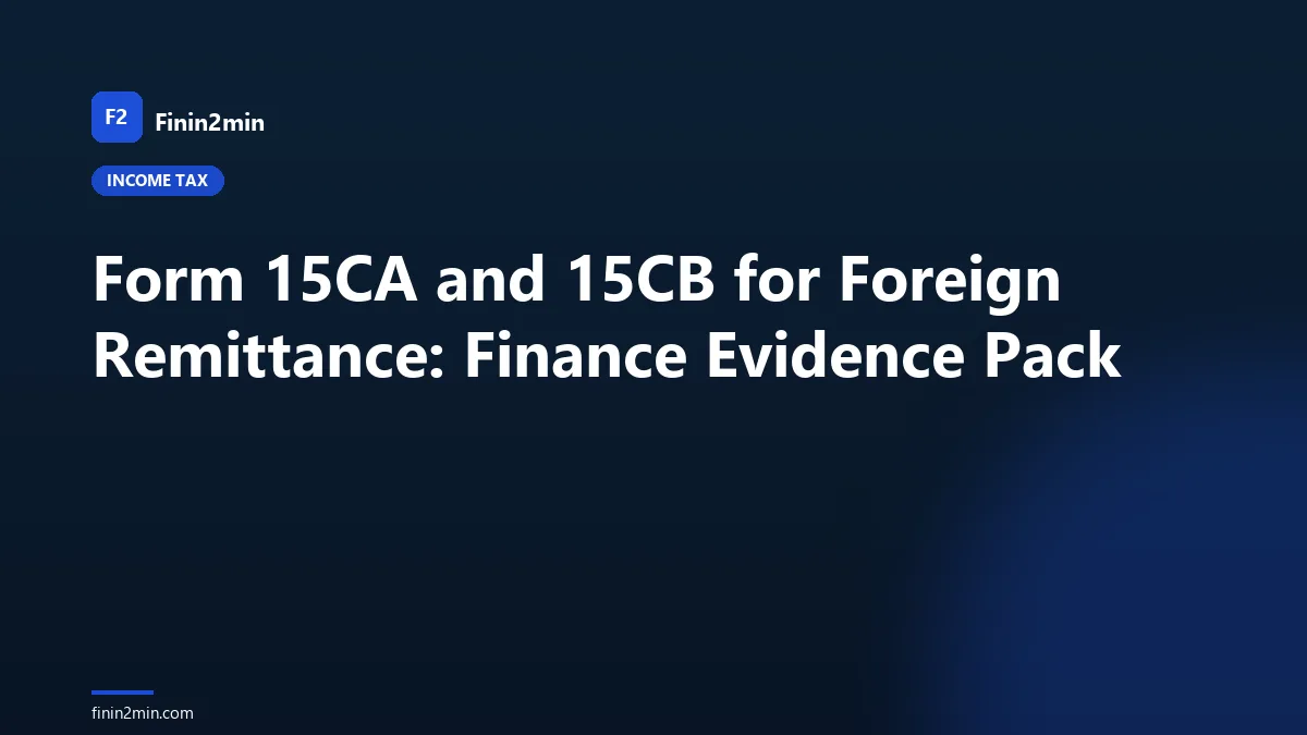 Form 15CA and 15CB for Foreign Remittance: Finance Evidence Pack