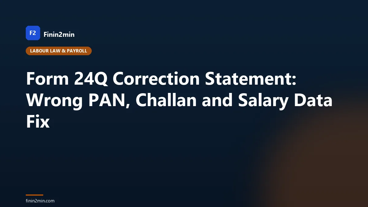 Form 24Q Correction Statement: Wrong PAN, Challan and Salary Data Fix