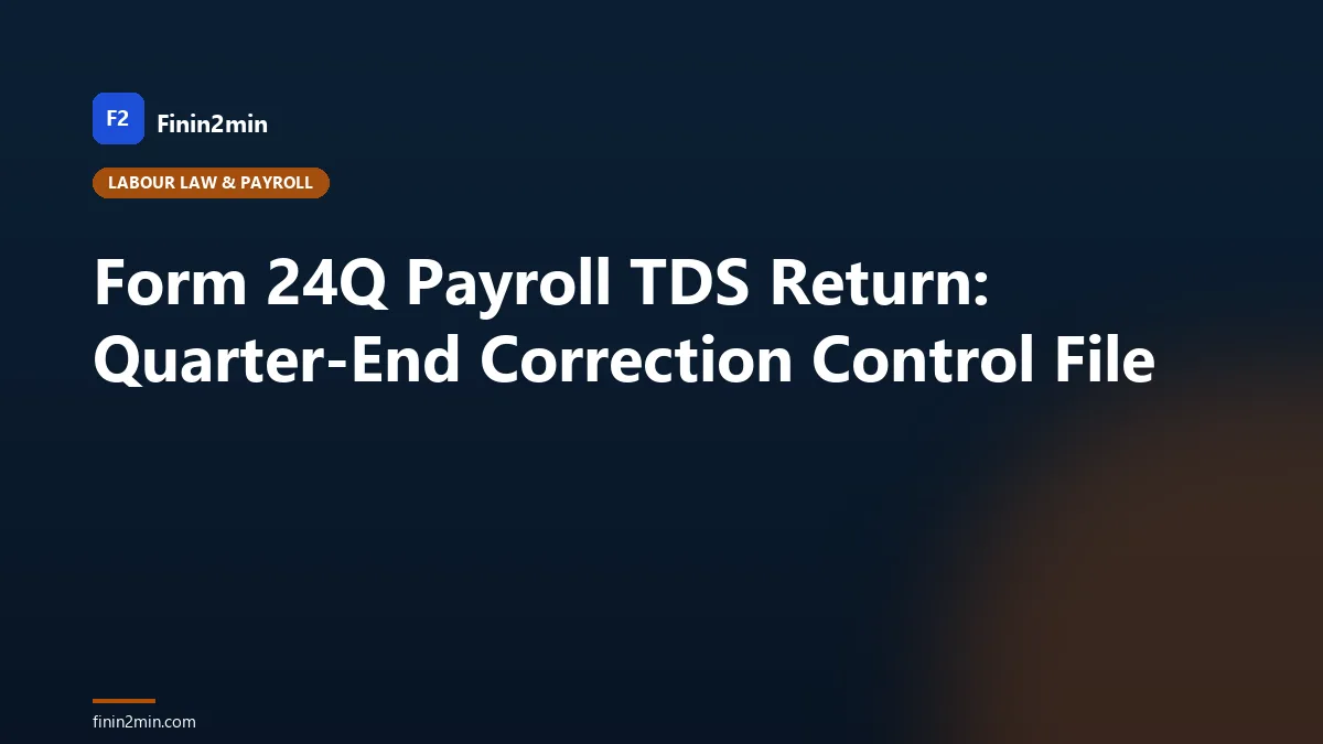 Form 24Q Payroll TDS Return: Quarter-End Correction Control File
