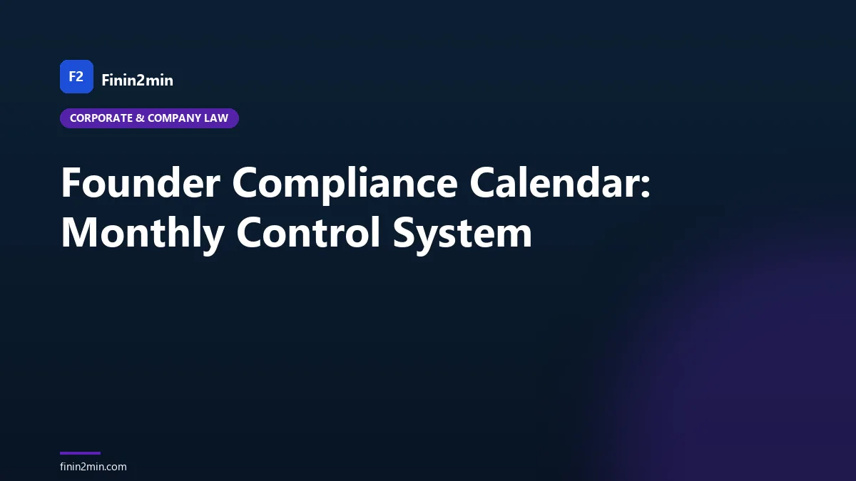 Founder Compliance Calendar: Monthly Control System
