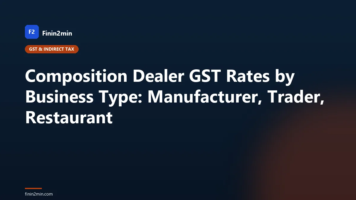 Composition Dealer GST Rates by Business Type: Manufacturer, Trader, Restaurant
