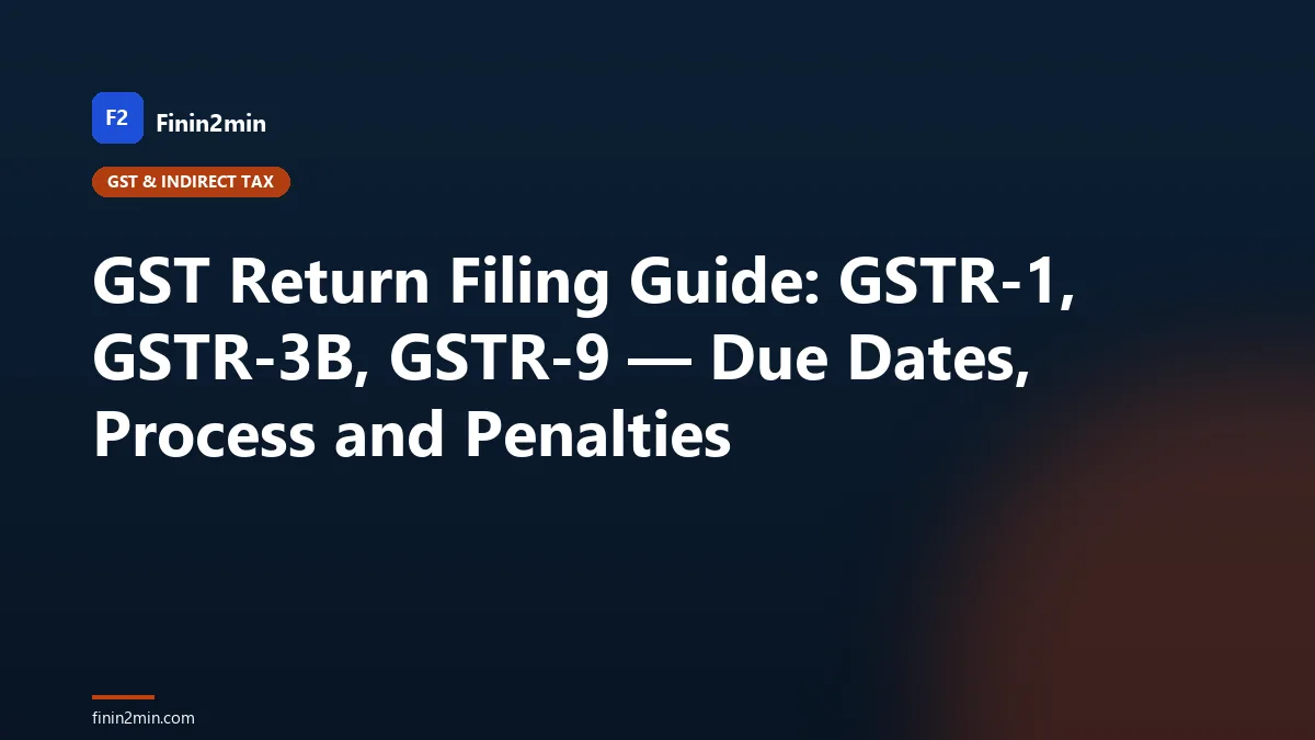 GST Return Filing Guide: GSTR-1, GSTR-3B, GSTR-9 — Due Dates, Process and Penalties