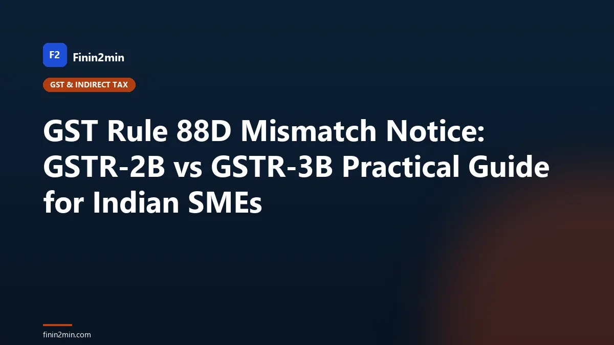 GST Rule 88D Mismatch Notice: GSTR-2B vs GSTR-3B Practical Guide for Indian SMEs