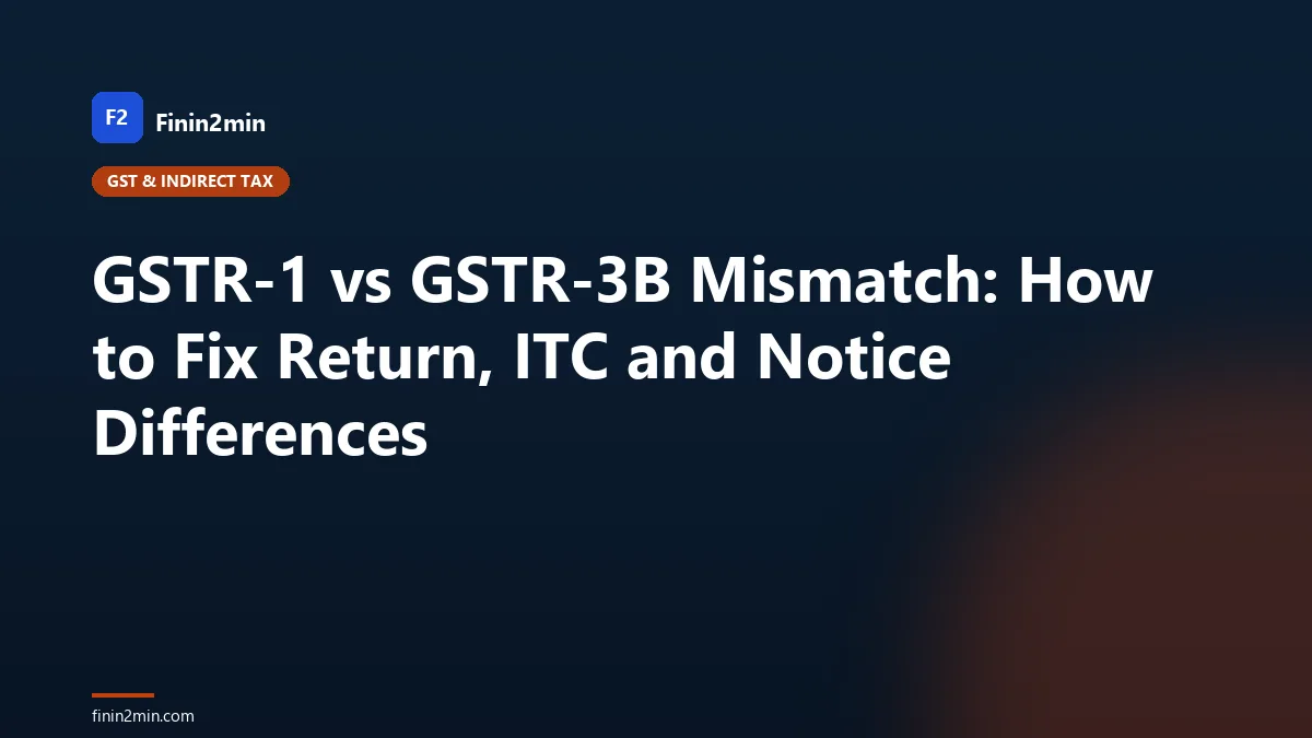 GSTR-1 vs GSTR-3B Mismatch: How to Fix Return, ITC and Notice Differences