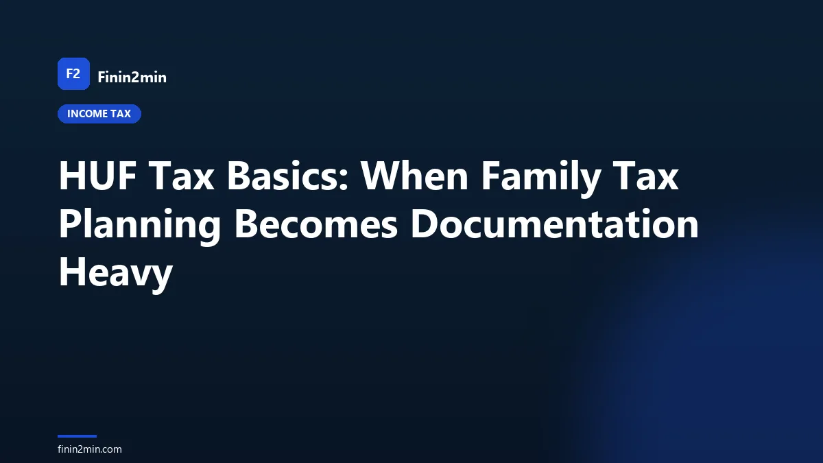 HUF Tax Basics: When Family Tax Planning Becomes Documentation Heavy