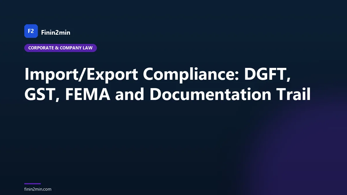 Import/Export Compliance: DGFT, GST, FEMA and Documentation Trail