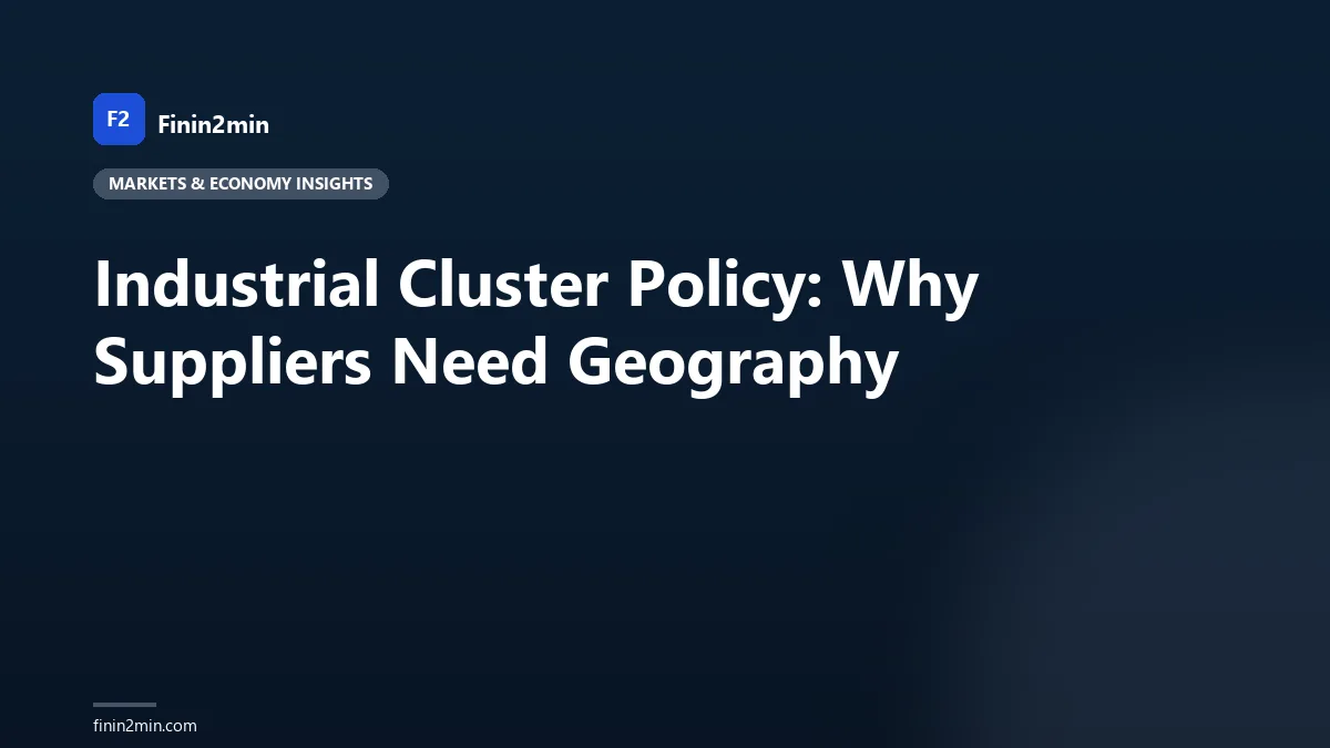 Industrial Cluster Policy: Why Suppliers Need Geography