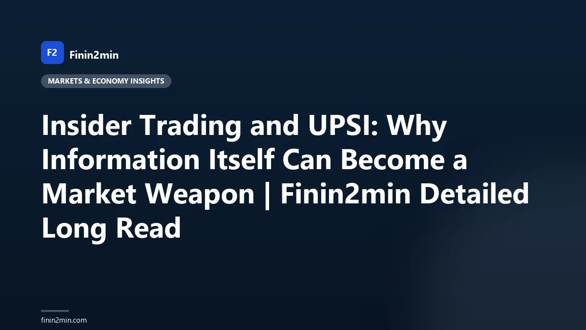 Insider Trading and UPSI: Why Information Itself Can Become a Market Weapon | Finin2min Detailed Long Read