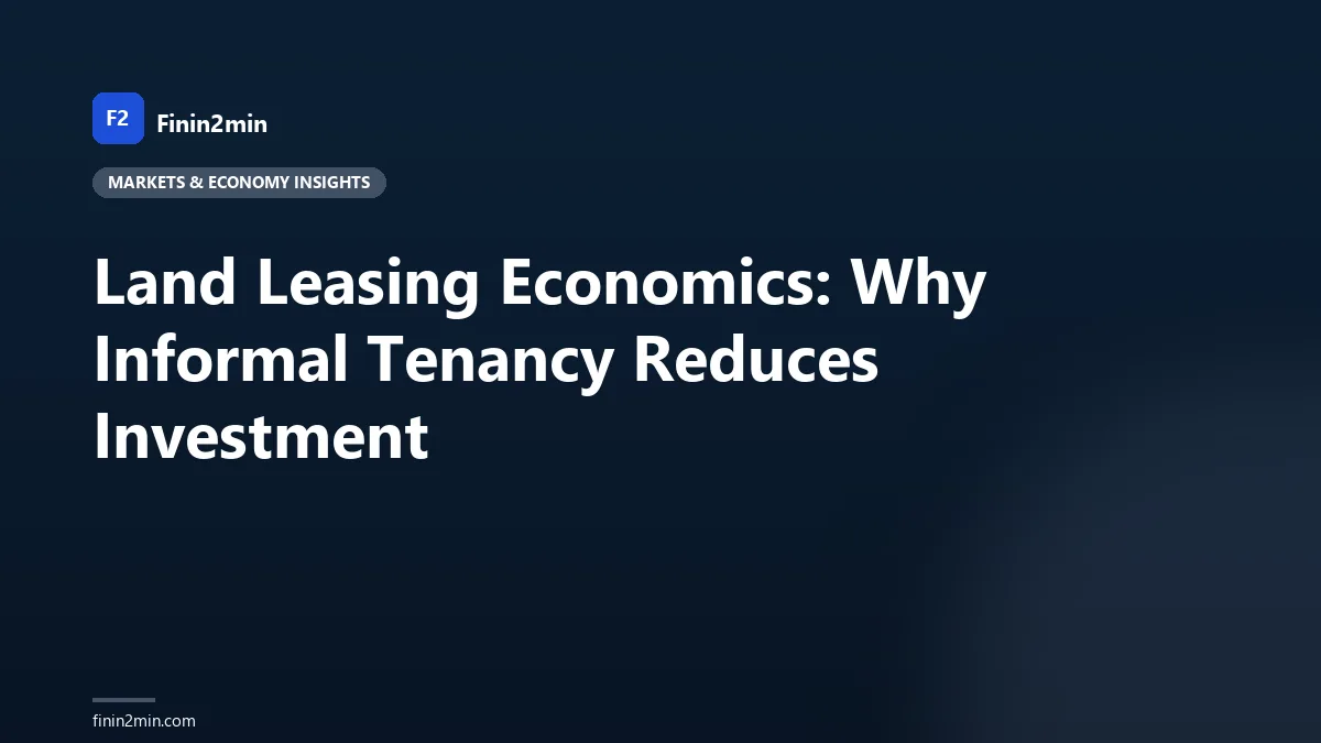 Land Leasing Economics: Why Informal Tenancy Reduces Investment