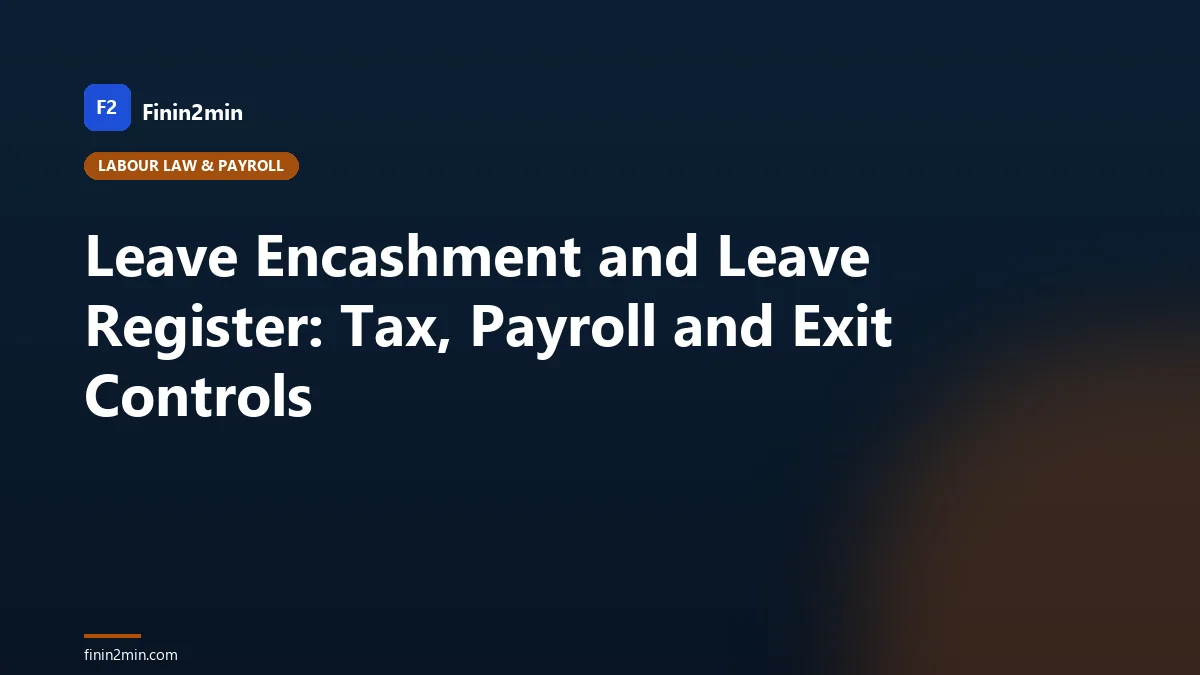 Leave Encashment and Leave Register: Tax, Payroll and Exit Controls