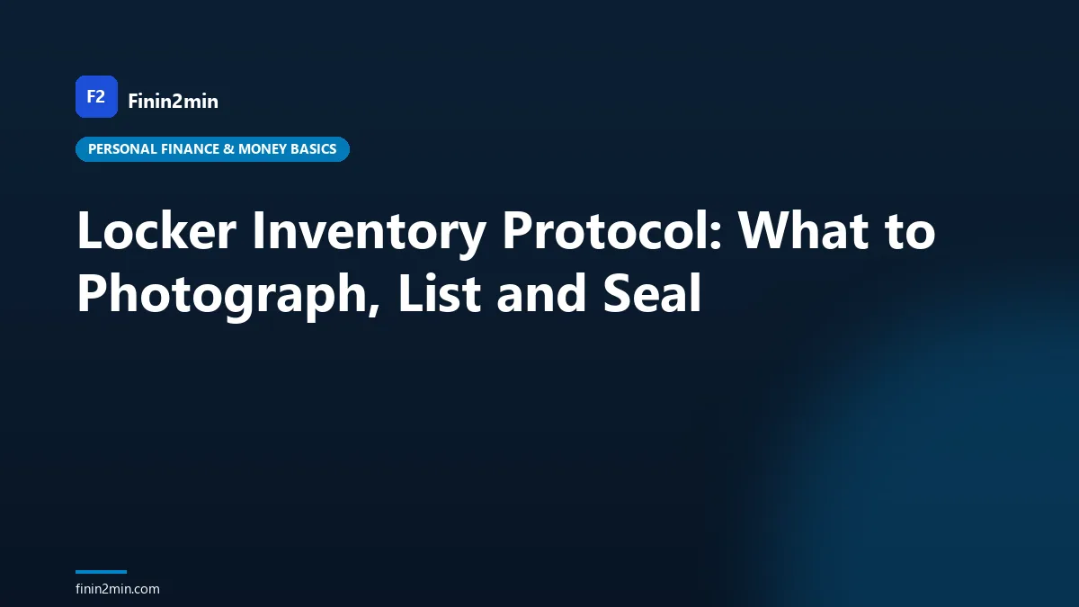 Locker Inventory Protocol: What to Photograph, List and Seal