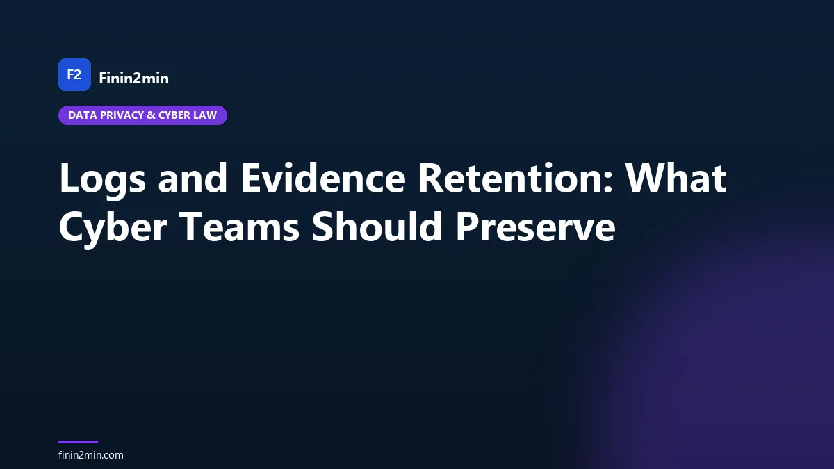 Logs and Evidence Retention: What Cyber Teams Should Preserve