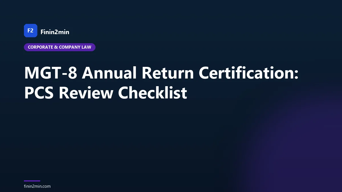 MGT-8 Annual Return Certification: PCS Review Checklist