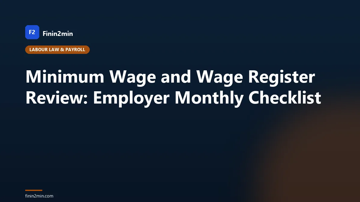 Minimum Wage and Wage Register Review: Employer Monthly Checklist