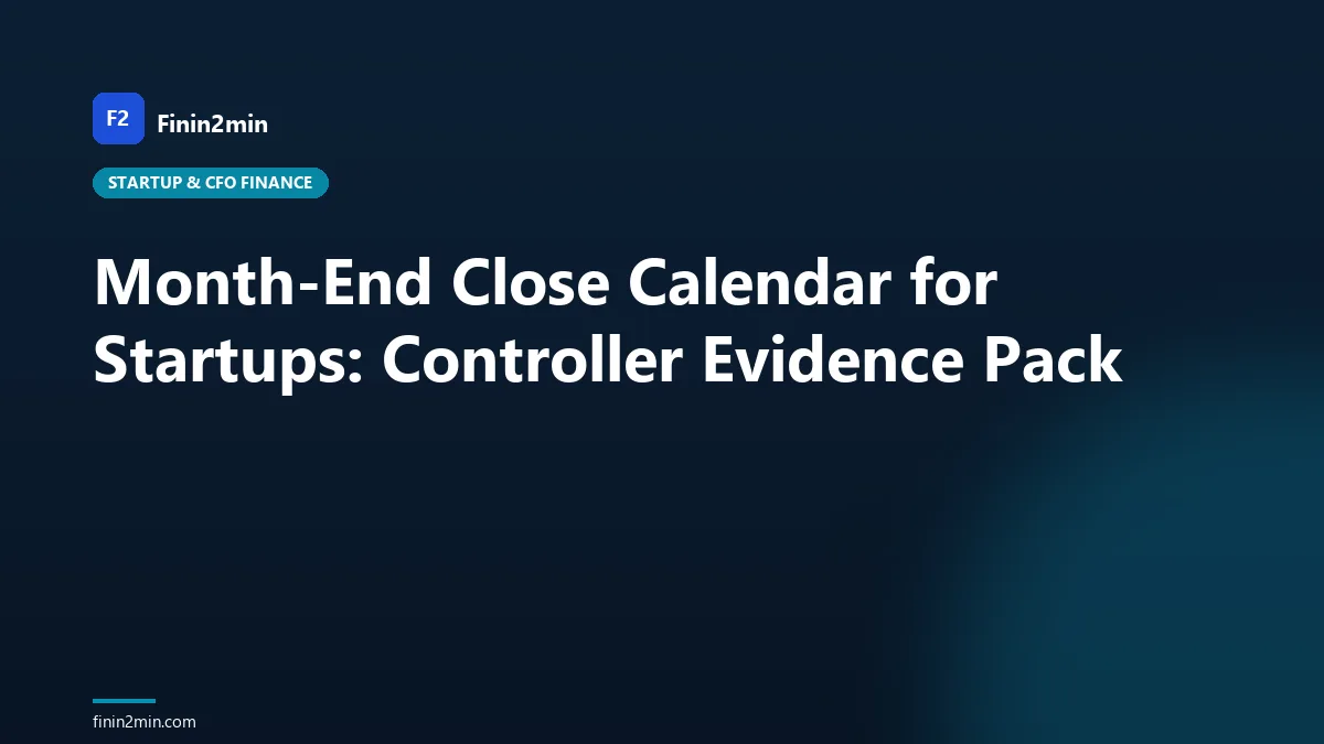 Month-End Close Calendar for Startups: Controller Evidence Pack