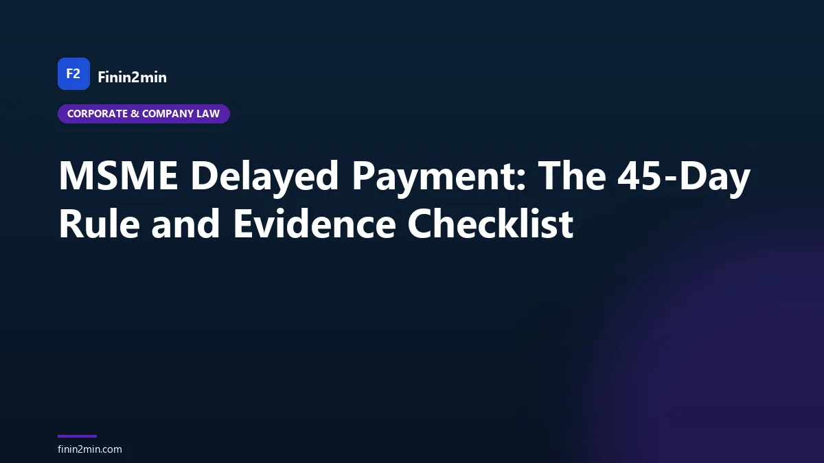 MSME Delayed Payment: The 45-Day Rule and Evidence Checklist