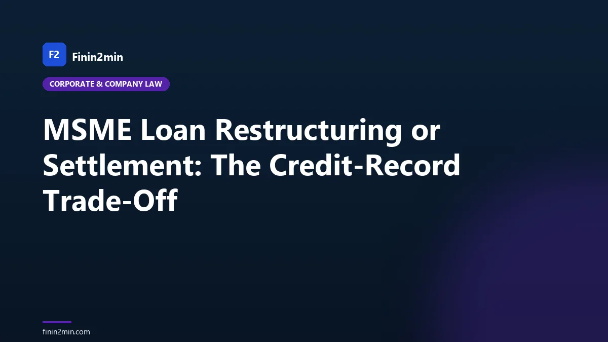 MSME Loan Restructuring or Settlement: The Credit-Record Trade-Off