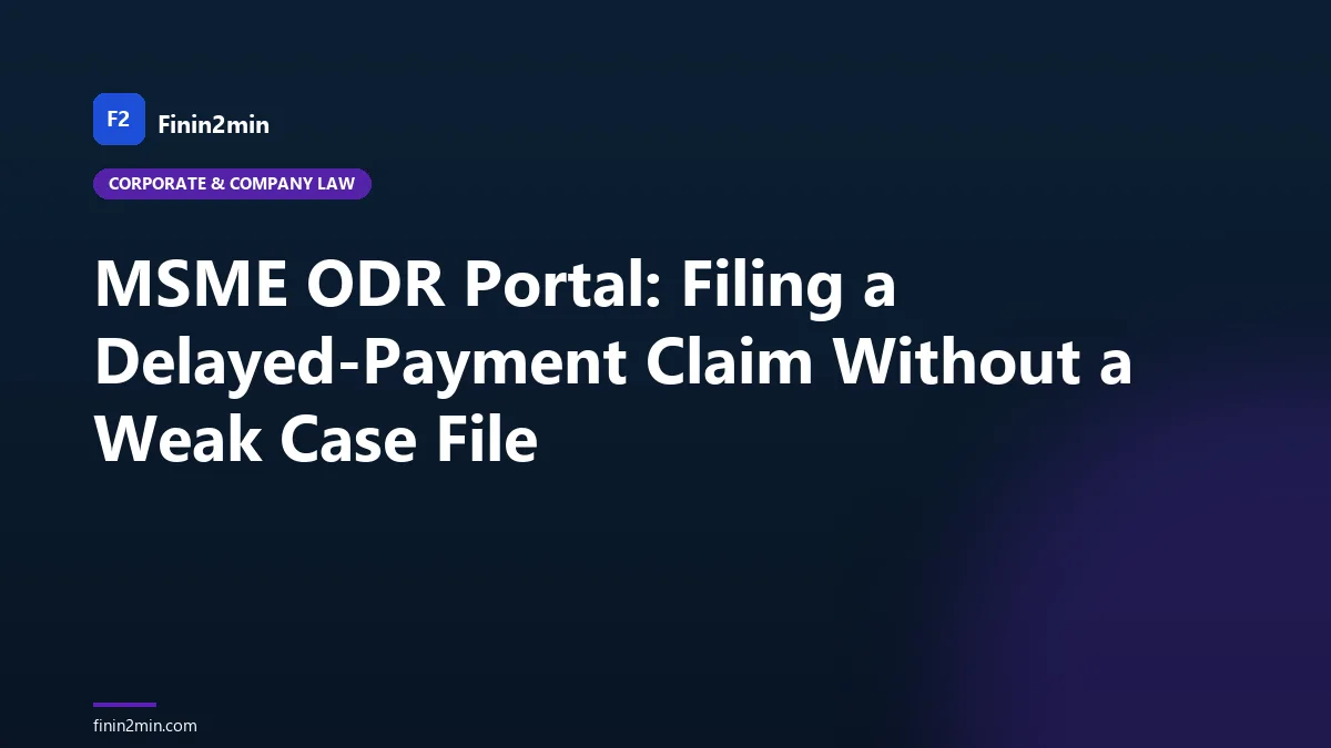 MSME ODR Portal: Filing a Delayed-Payment Claim Without a Weak Case File