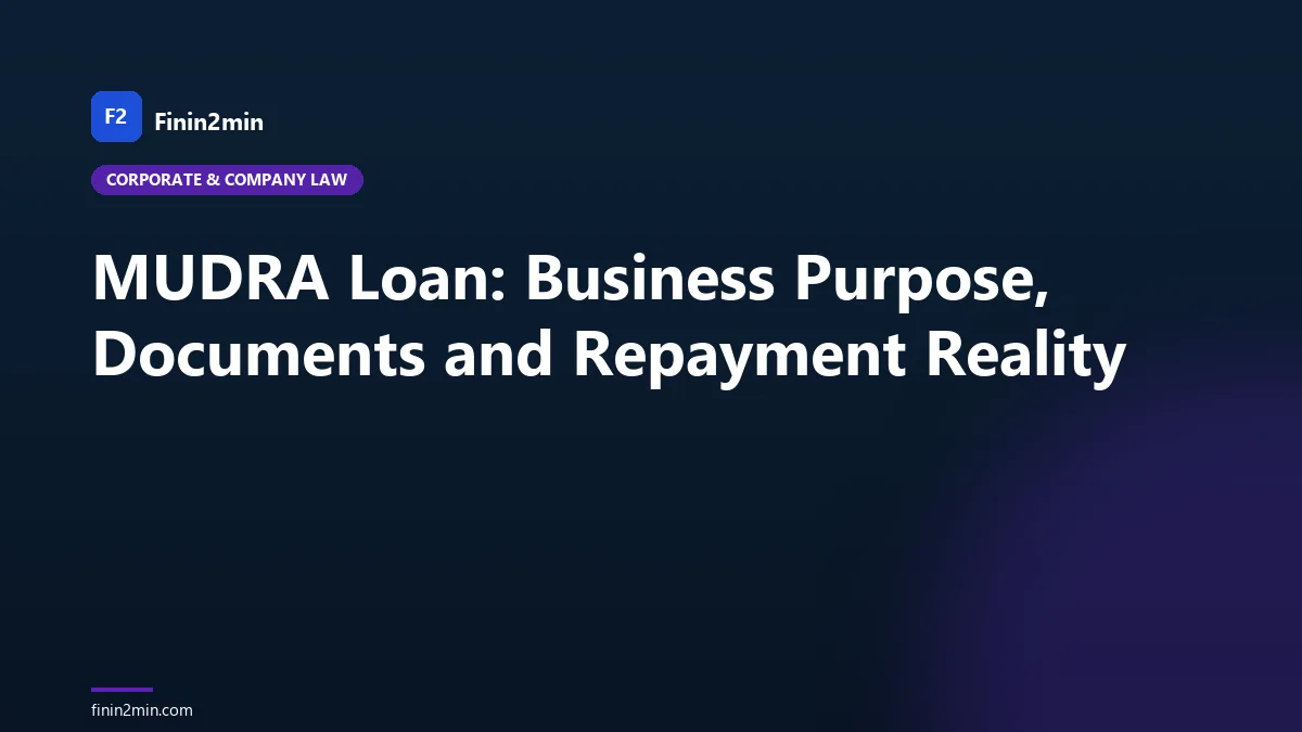 MUDRA Loan: Business Purpose, Documents and Repayment Reality