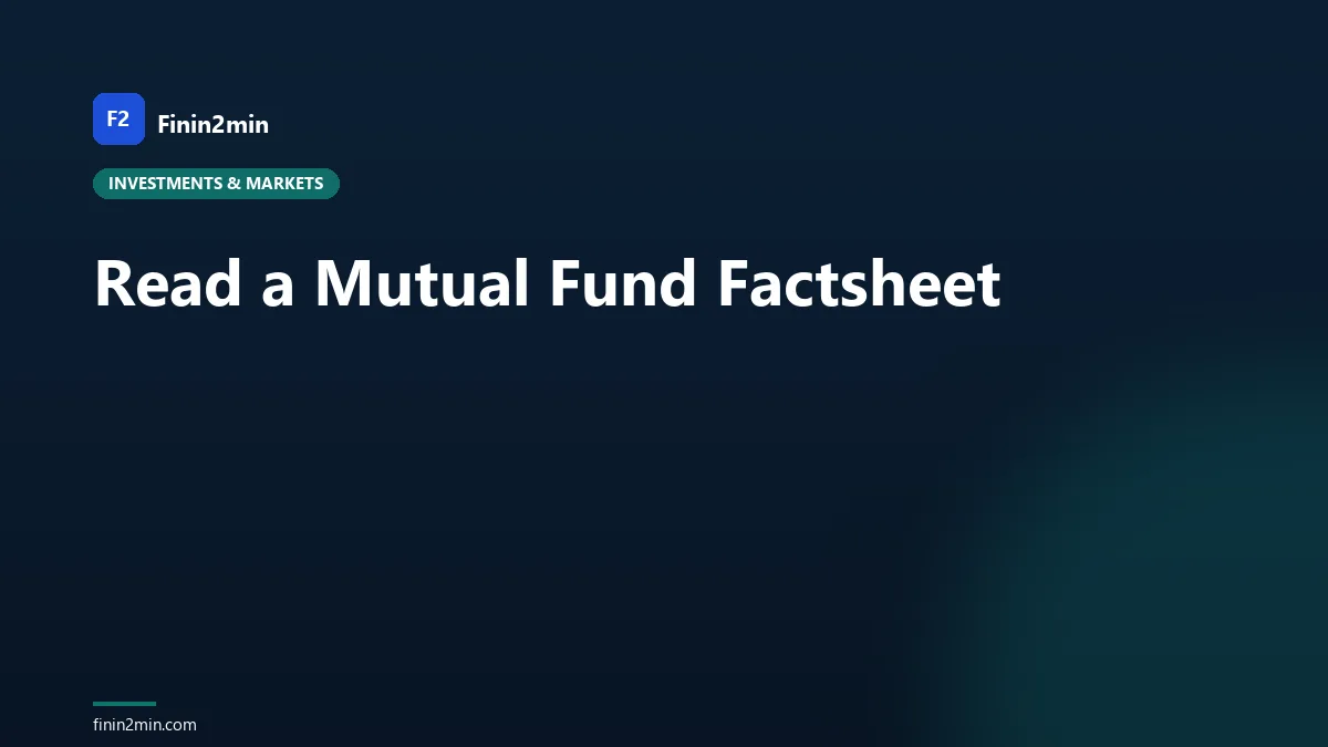 Read a Mutual Fund Factsheet