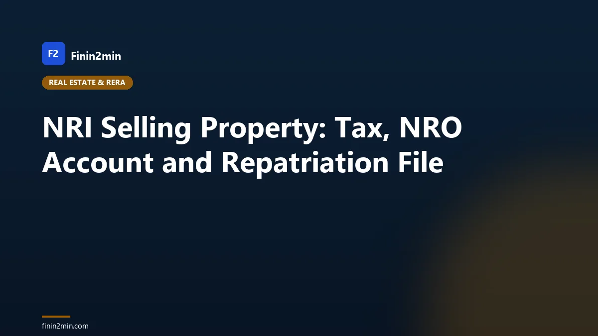 NRI Selling Property: Tax, NRO Account and Repatriation File